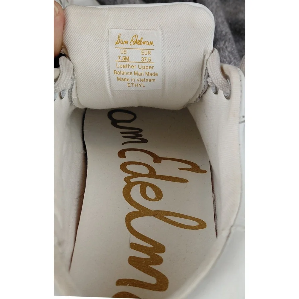 Sam‎ Edelman Ethyl Leather Low Top Sneakers White Women's Size 7.5M